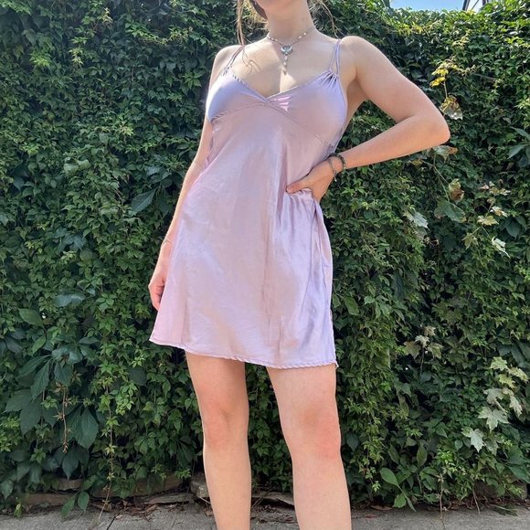Y2k lilac purple satin mini slip dress - Picture 3 of 8